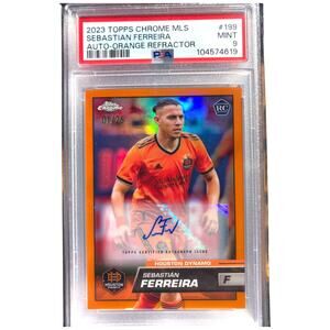 2023 Topps Chrome MLS Autos Orange Refractor #199 Sebastián Ferreira /25 PSA 9